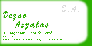 dezso aszalos business card
