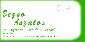 dezso aszalos business card